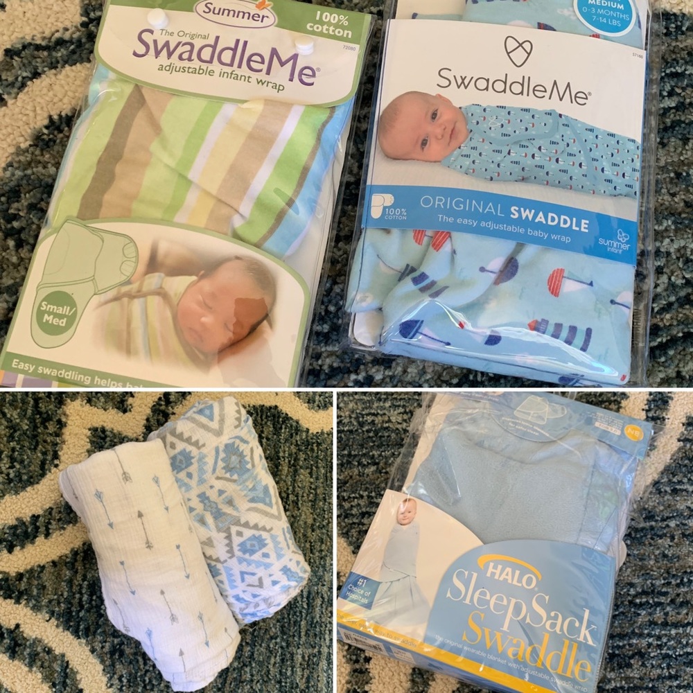 Lot Swaddle me Halo sack Muslin blanket